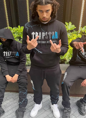 Trapstar薄绒卫衣套装保暖UKDRIPDRILL欧美明星同款运动说唱街头