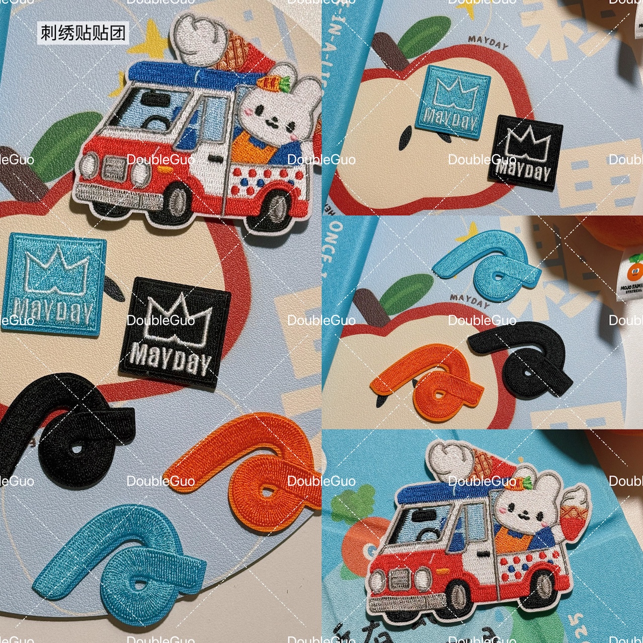 DoubleGuo 邮票刺绣贴自带背胶mayday五月天周边logo