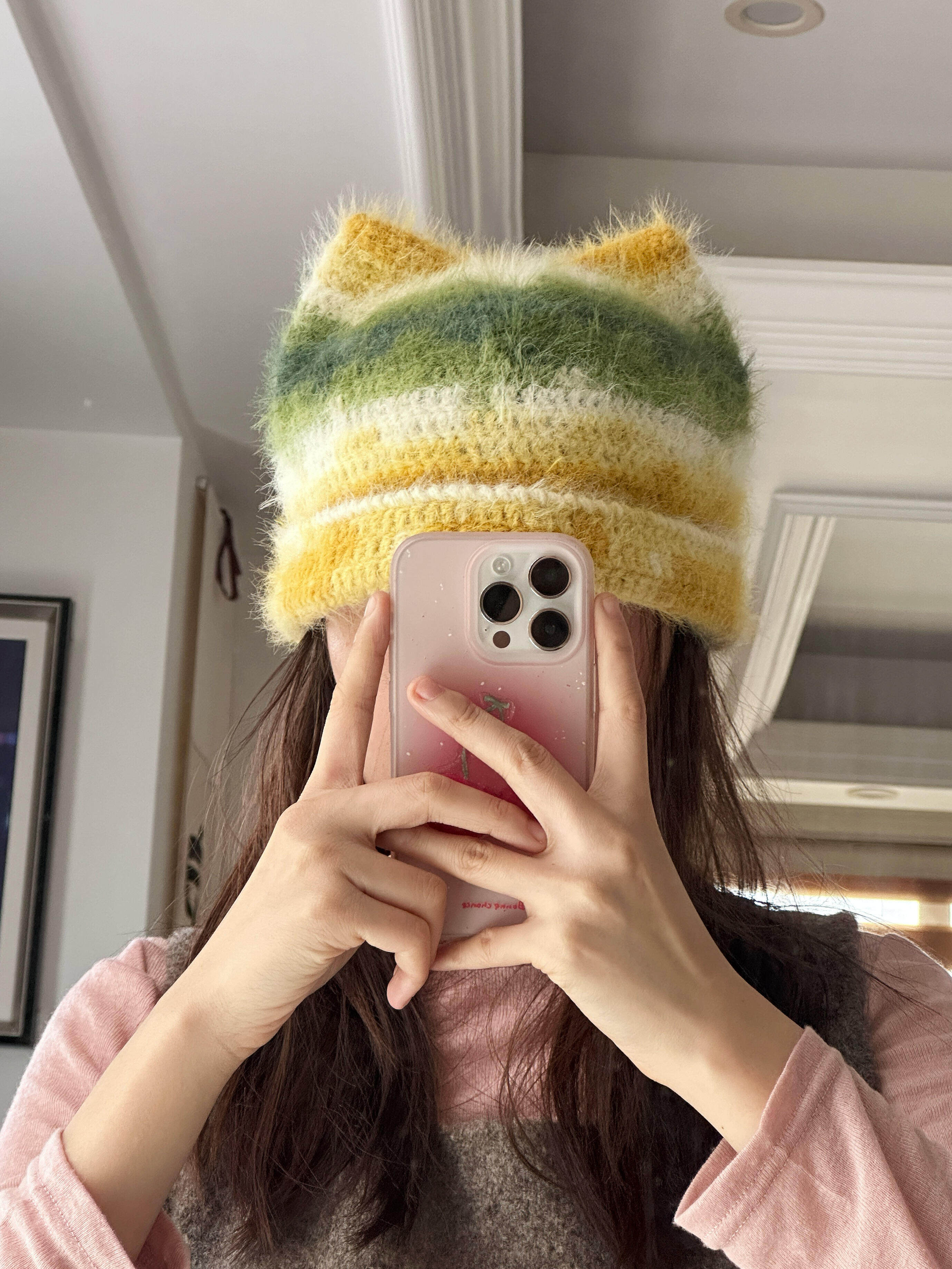 猫耳朵帽子手工钩织毛线秋冬保暖可爱送朋友闺蜜礼物DIY材料包