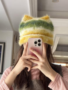 猫耳朵帽子手工钩织毛线秋冬保暖可爱送朋友闺蜜礼物DIY材料包
