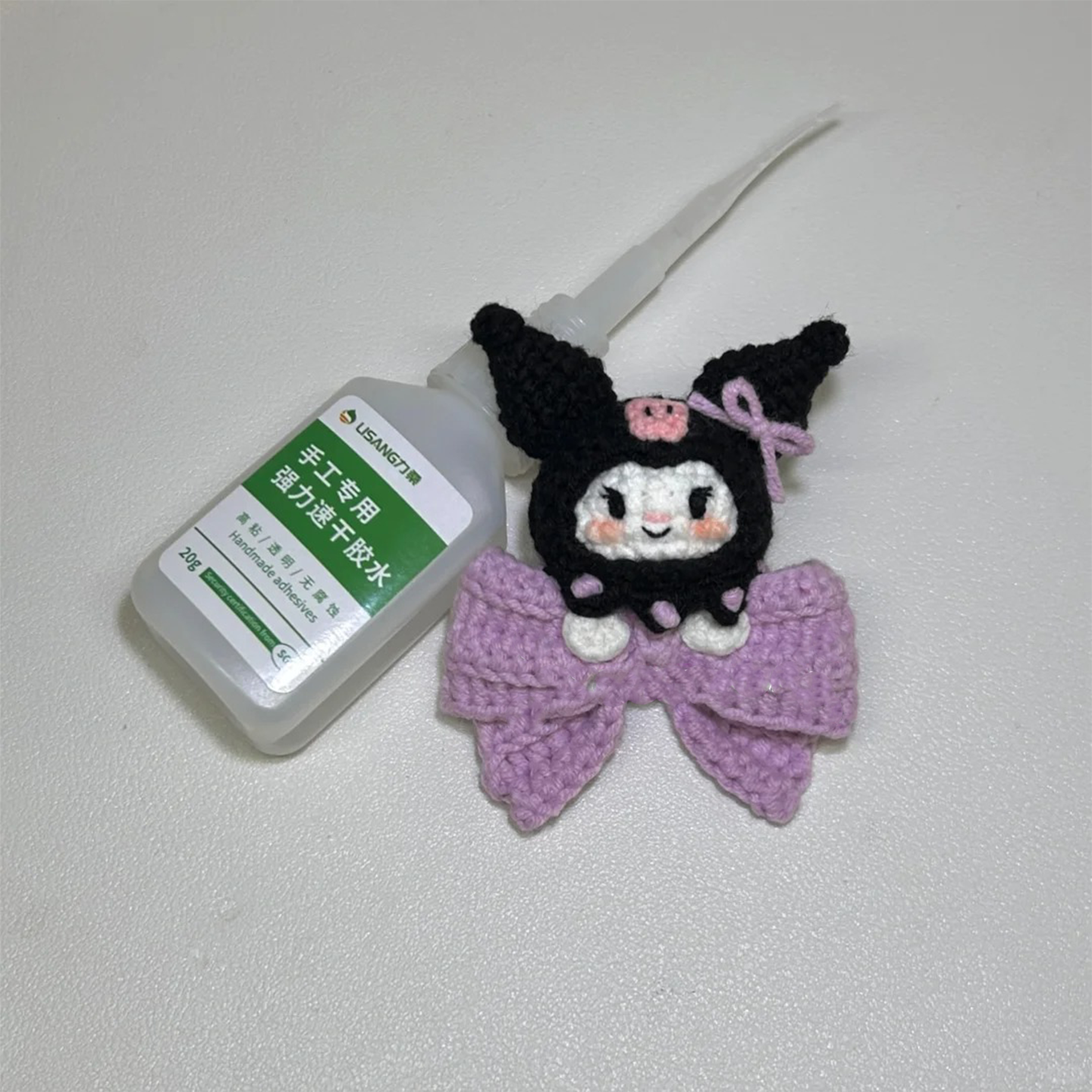 蝴蝶结库洛米发夹胸针钩织挂件毛线编织可爱实用送朋友DIY材料包