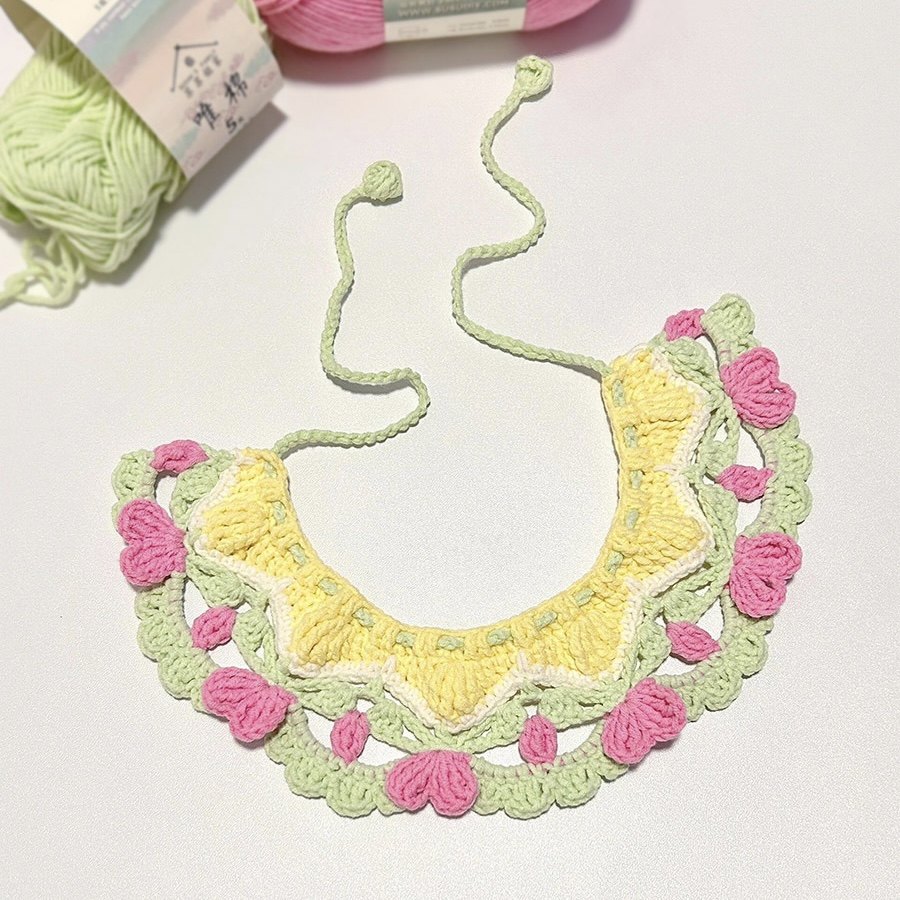 宠物爱心围脖手工钩针编织diy礼物玩偶围兜材料包送朋友自制手作