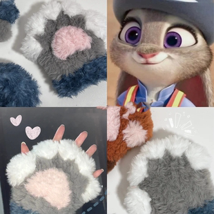 疯狂动物城朱迪尼克爪爪手套手工钩织保暖可爱送朋友DIY材料包