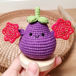 毛线编织东北二人转茄子手帕如花转手绢摆件送朋友diy礼物材料包