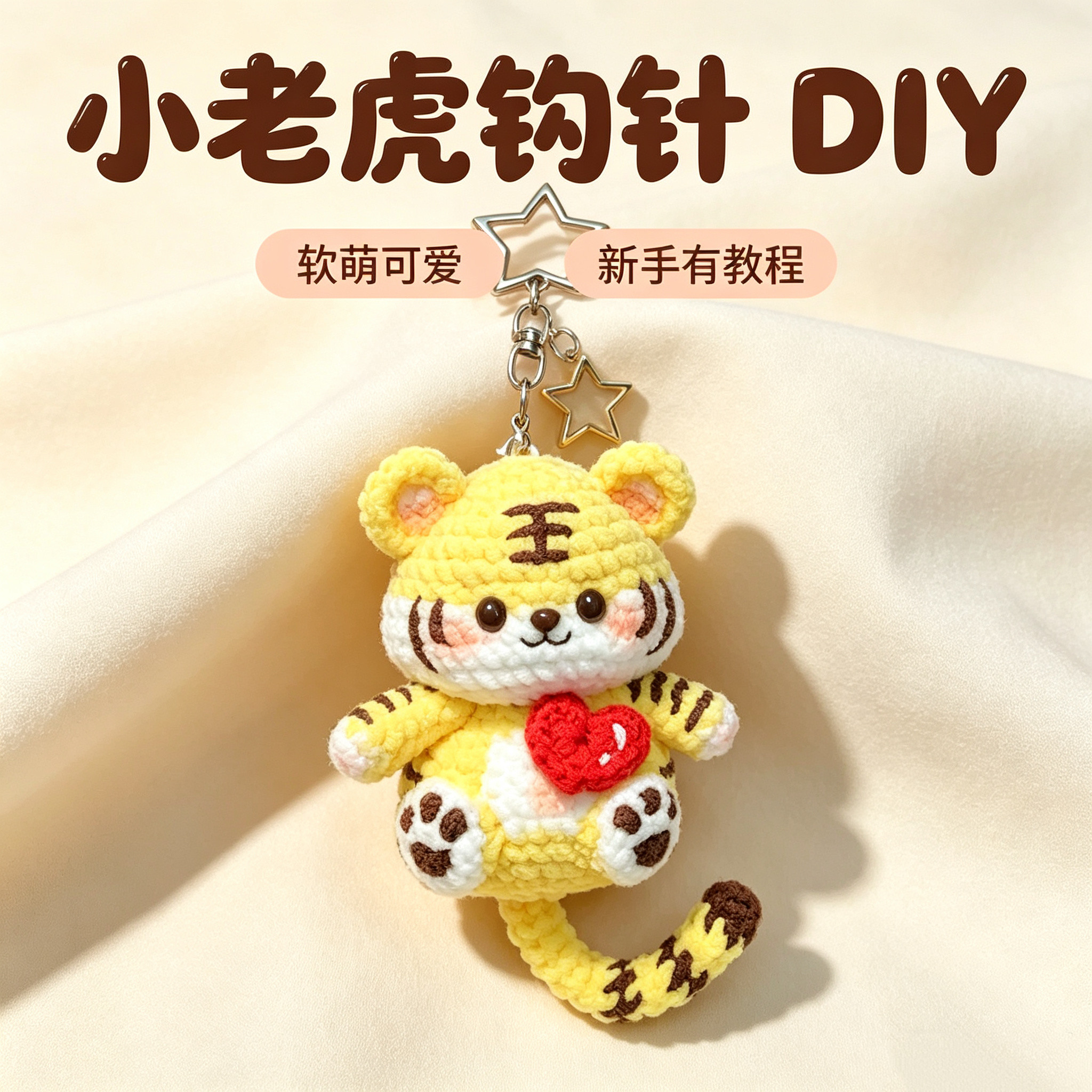 手工毛线钩针小老虎挂件材料包