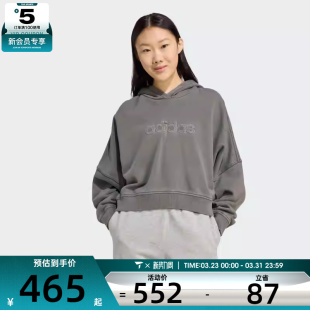 adidas阿迪达斯三叶草女子运动休闲短款连帽套头衫卫衣JW7296