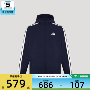 百搭运动健身夹克外套KV5945 adidas阿迪达斯男子3ST连帽时尚