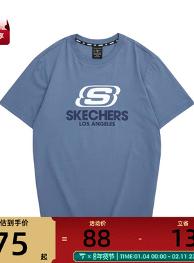 SKECHERS斯凯奇男女运动休闲短袖T恤L122U199-01P1