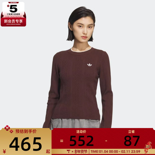 adidas阿迪达斯三叶草女子运动休闲圆领修身套头衫毛衣KS5966