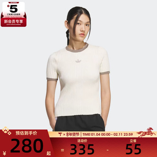 adidas阿迪达斯三叶草女子修身运动休闲圆领短袖T恤KS8494