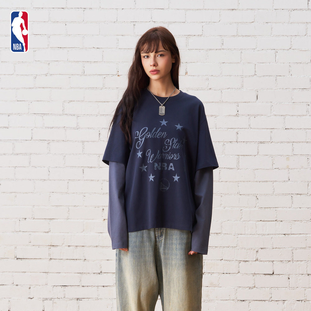 【尖货】NBA中性款勇士球队运动休闲针织长袖T恤健身户外t恤男