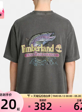 Timberland添柏岚男女背面印花休闲罗纹圆领短袖T恤A5N7Z-001