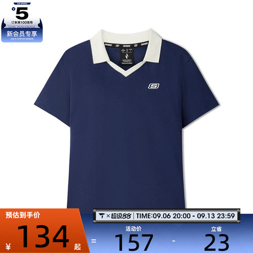 SKECHERS斯凯奇女子运动休闲短袖T恤L226W140-00DU