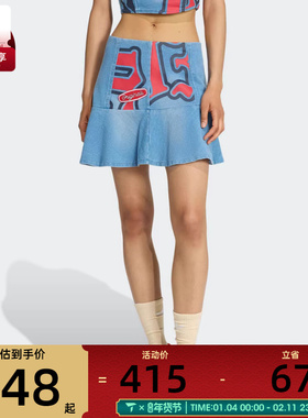 adidas阿迪达斯三叶草女子运动休闲牛仔半身裙短裙KC6274