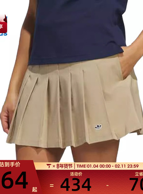 adidas阿迪达斯三叶草女子F Skort复古百褶休闲短裙半身裙JC6772