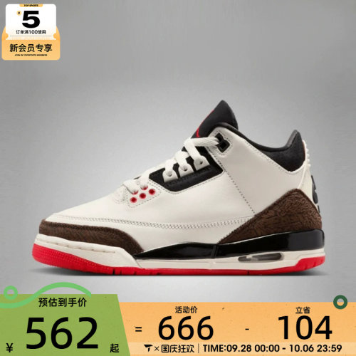 NIKE耐克大童AIR JORDAN 3 RETRO BG运动训练篮球鞋DM0967-103
