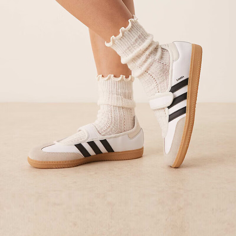 【尖货】adidas阿迪达斯三叶草SAMBA芭蕾T头玛丽珍鞋休闲鞋JR1402