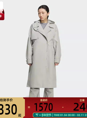 adidas阿迪达斯女子FOS运动休闲连帽夹克长款外套KC2705