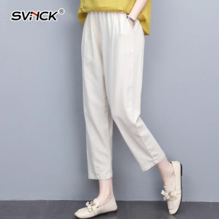 宽松显瘦中老年妈妈夏天苎麻裤 棉麻休闲裤 九分裤 新款 子 女2025夏季