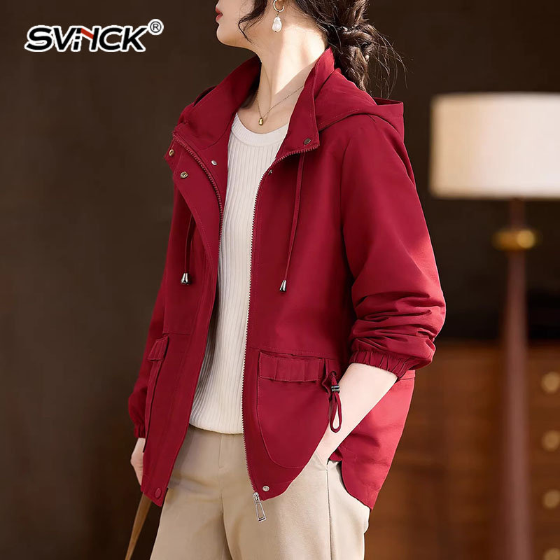 时尚妈妈春装2026新款风衣外套本命年连帽夹克上衣中老年女装