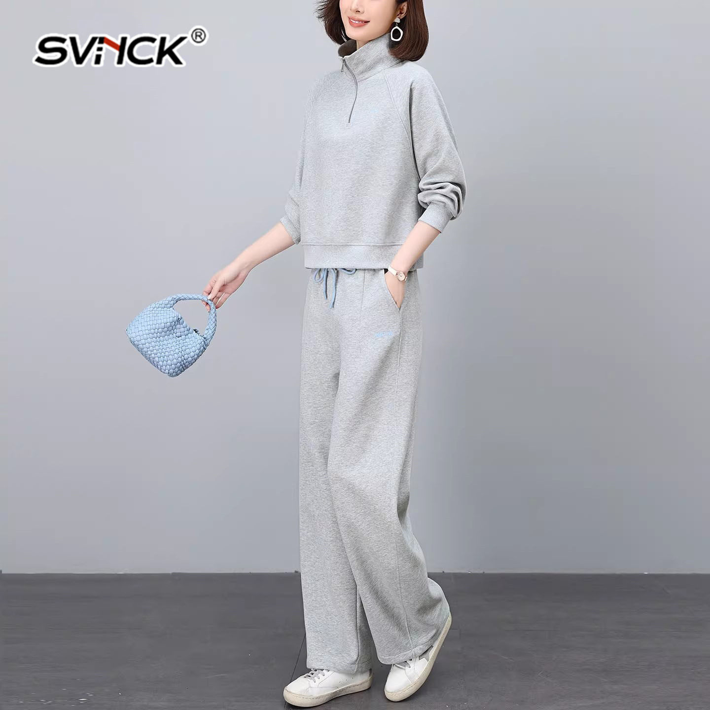 休闲运动风卫衣套装女2026春秋新款时尚减龄阔腿裤两件套长裤
