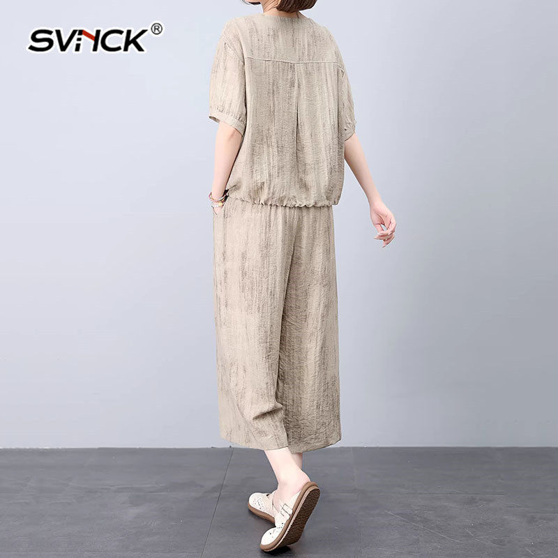 SVNCK度假休闲套装女夏2026夏季新款高级感宽松型两件套百搭短袖