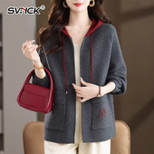 休闲连帽卫衣外套女士新款 拼接撞色春秋夹克上衣宽松遮肉棒球服