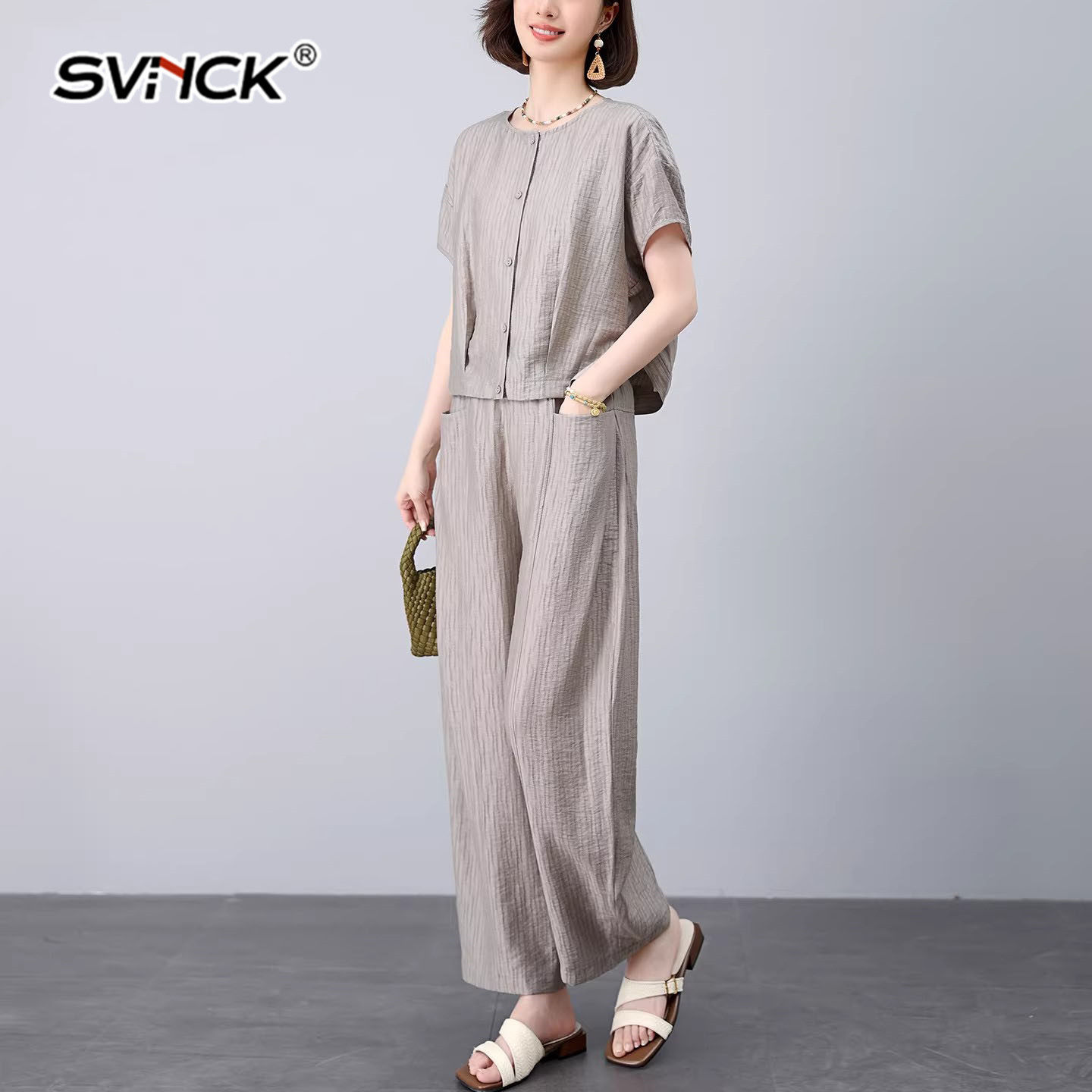 高端天丝亚麻休闲套装2026新款穿搭超火妈妈减龄巨好看亚麻两件套