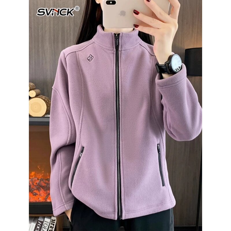 复合摇粒绒抓绒衣女款加厚秋冬夹克立领加绒户外亲肤外套弹力显瘦