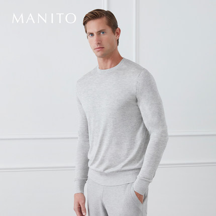 MANITO/曼尼陀Back to Basics男士圆领针织毛衫真丝舒适