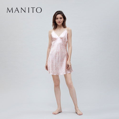 MANITO/曼尼陀真丝睡裙桑蚕丝吊带豹纹时尚睡裙Gentle Leo睡裙