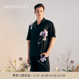 曼尼陀Butchart 真丝印花衬衫 短裤 MANITO 套装 桑蚕丝春夏季