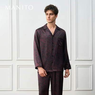 MANITO/曼尼陀Tropical男士叶影家居服套装22姆米印花桑蚕丝睡衣