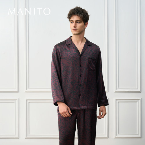 MANITO/曼尼陀Tropical男士叶影家居服套装22姆米印花桑蚕丝睡衣