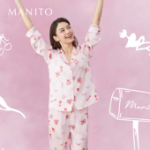 情人节礼物 MANITO 曼尼陀Love Notes 女士桑蚕丝睡衣套装