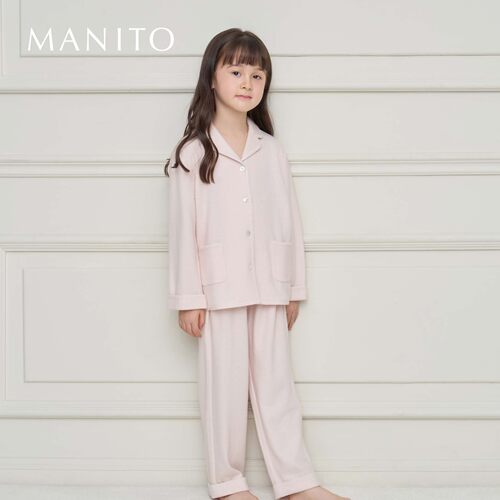 MANITO/曼尼陀 Shell 儿童桑蚕丝丝羊毛家居服套装保暖秋冬睡衣