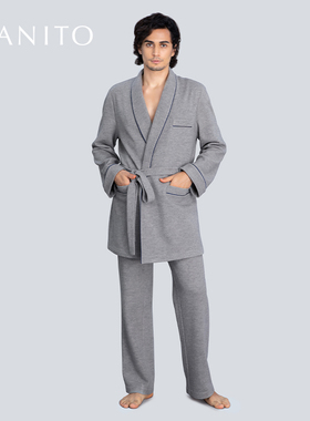 MANITO/曼尼陀Limerence真丝羊毛睡袍套装男士桑蚕丝针织舒适