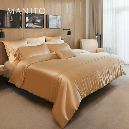 MANITO/曼尼陀Infinity床单床笠四件套多件套八字绣拼接真丝床品
