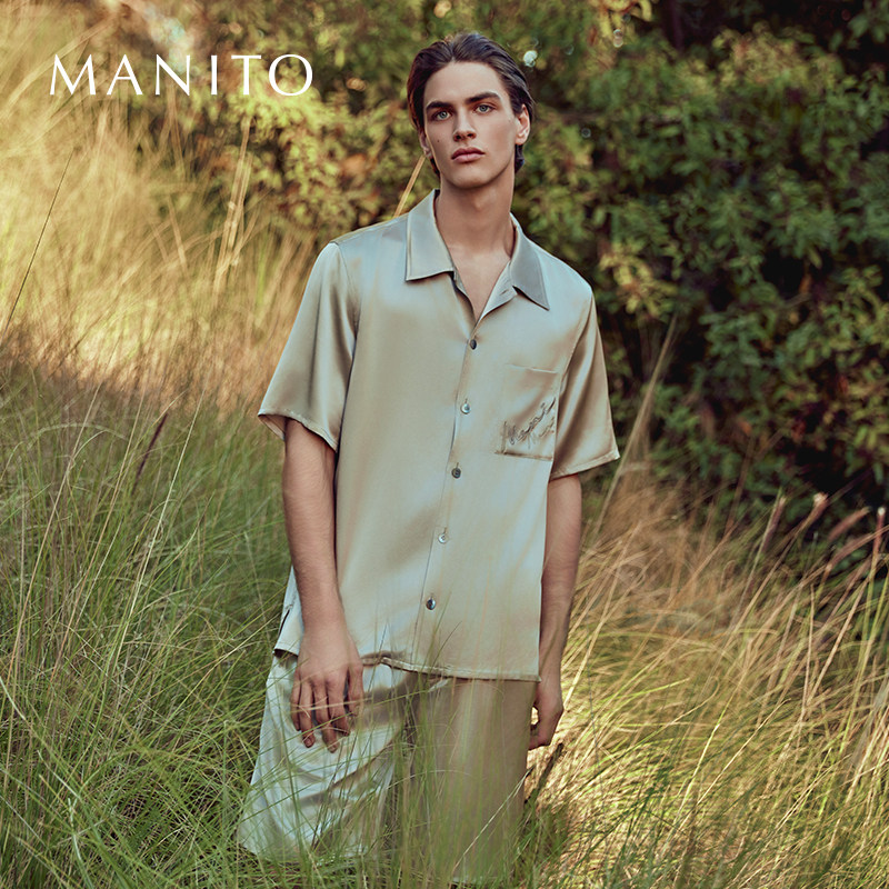 manito桑蚕丝短睡衣套装