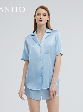 MANITO/曼尼陀Jelly女式短袖短裤套装真丝睡衣桑蚕丝短袖短裤