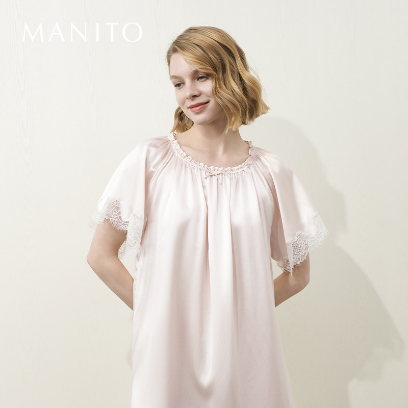 MANITO/曼尼陀Luella桑蚕丝圆领连衣裙 睡裙家居服睡衣女款