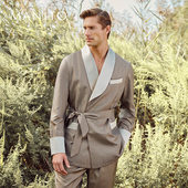 真丝短睡袍桑蚕丝家居服时尚 MANITO 曼尼陀Winsor男士