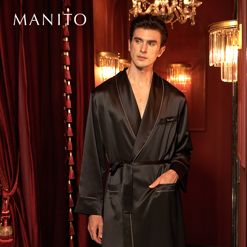 曼尼陀桑蚕丝亲肤睡袍