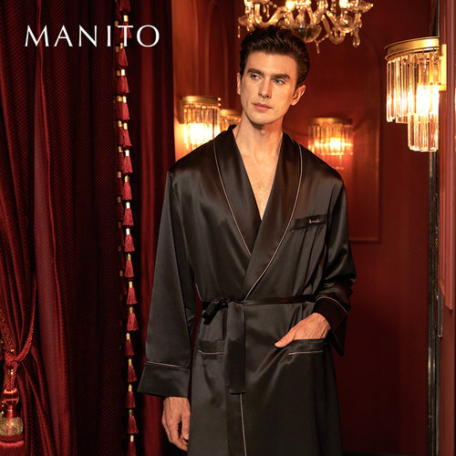 曼尼陀桑蚕丝亲肤睡袍