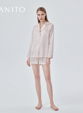 MANITO/曼尼陀Stripe经典条纹真丝睡衣桑蚕丝家居服