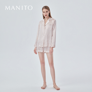 MANITO 条纹真丝睡衣桑蚕丝家居服 曼尼陀Stripe经典