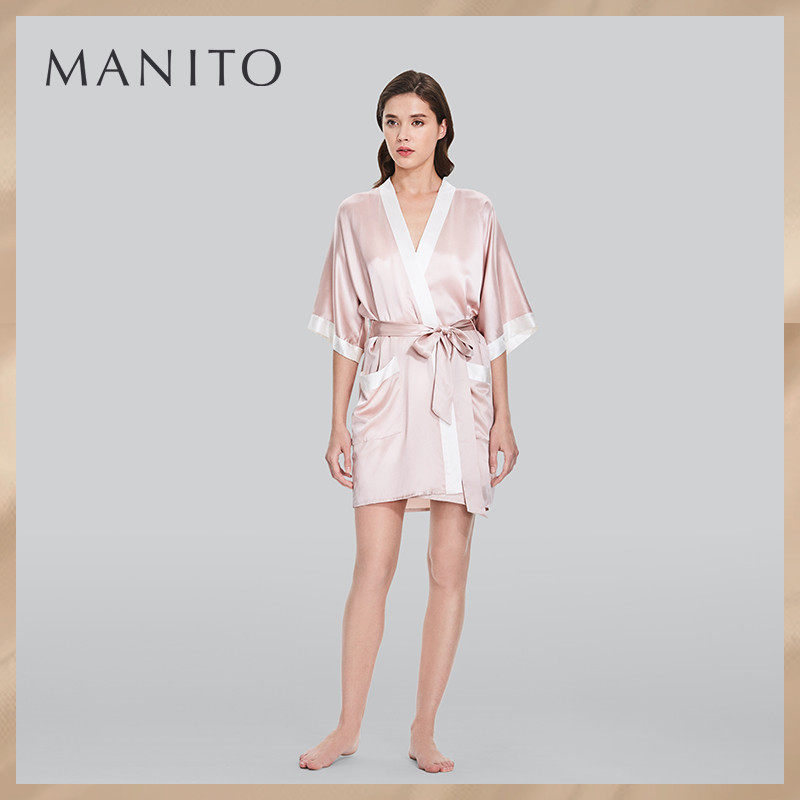 MANITO/曼尼陀 真丝睡衣睡袍桑蚕丝浴袍Kimono简约和服风家居服