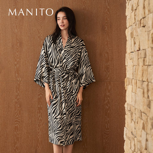 MANITO斑马纹女士桑蚕丝睡袍