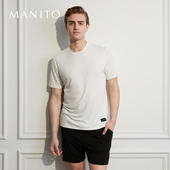 曼尼陀New Soft 男士 MANITO 桑蚕丝莫代尔针织短袖 T恤真丝