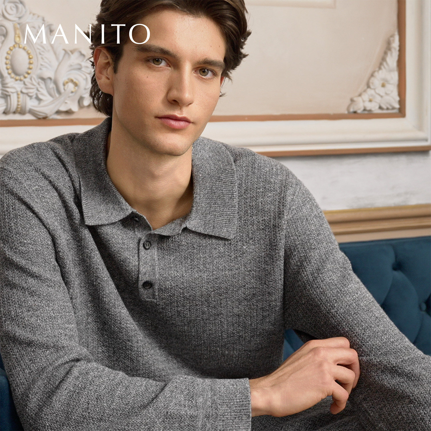 MANITO/曼尼陀Terra男士针织家居服套装保暖桑蚕丝羊毛亚麻混纺